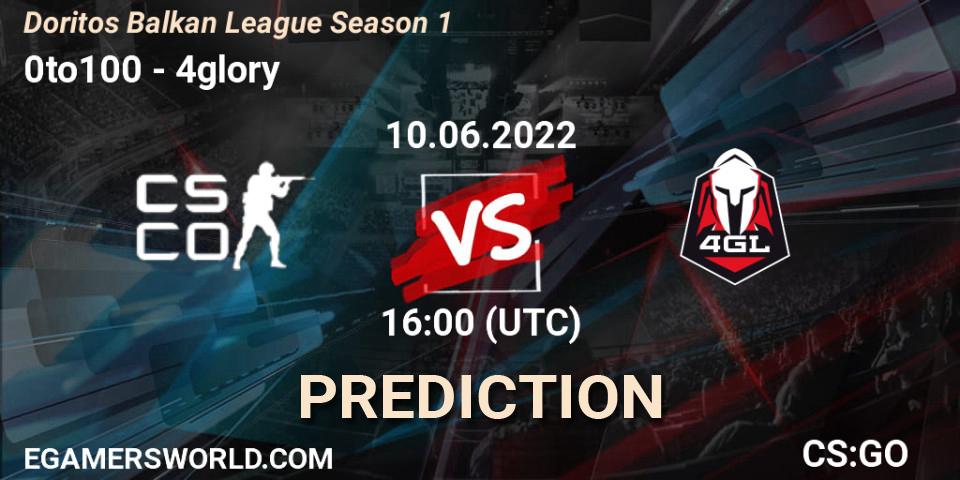 0to100 vs 4glory: Betting TIp, Match Prediction. 10.06.22. CS2 (CS:GO), Doritos Balkan League Season 1