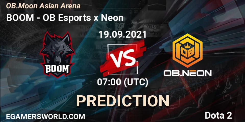 BOOM vs OB Esports x Neon: Betting TIp, Match Prediction. 19.09.2021 at 07:00. Dota 2, OB.Moon Asian Arena