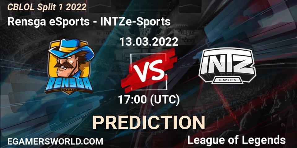 Rensga eSports vs INTZ e-Sports: Betting TIp, Match Prediction. 13.03.22. LoL, CBLOL Split 1 2022