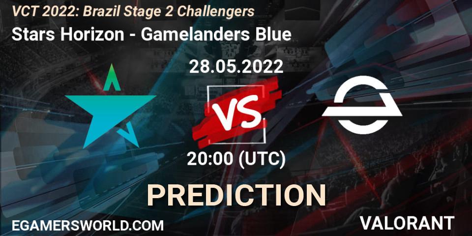 Stars Horizon vs Gamelanders Blue: Betting TIp, Match Prediction. 28.05.2022 at 20:15. VALORANT, VCT 2022: Brazil Stage 2 Challengers
