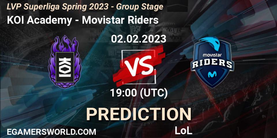 KOI Academy vs Movistar Riders: Betting TIp, Match Prediction. 02.02.2023 at 19:00. LoL, LVP Superliga Spring 2023 - Group Stage