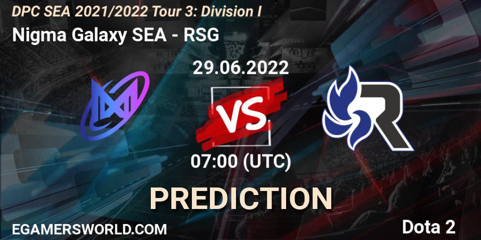 Nigma Galaxy SEA vs RSG: Betting TIp, Match Prediction. 29.06.2022 at 07:01. Dota 2, DPC SEA 2021/2022 Tour 3: Division I