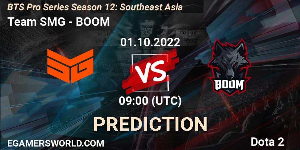 Team SMG vs BOOM: Betting TIp, Match Prediction. 01.10.2022 at 09:11. Dota 2, BTS Pro Series Season 12: Southeast Asia