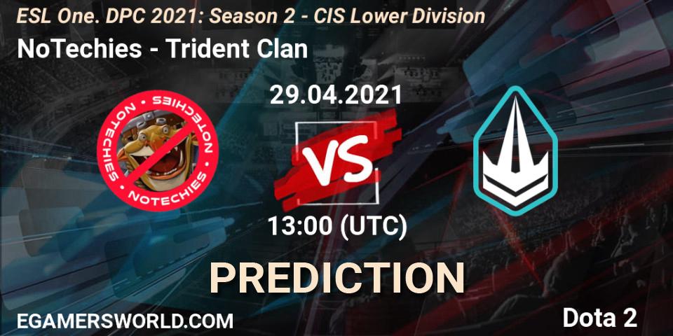 NoTechies vs Trident Clan: Betting TIp, Match Prediction. 29.04.2021 at 13:20. Dota 2, ESL One. DPC 2021: Season 2 - CIS Lower Division
