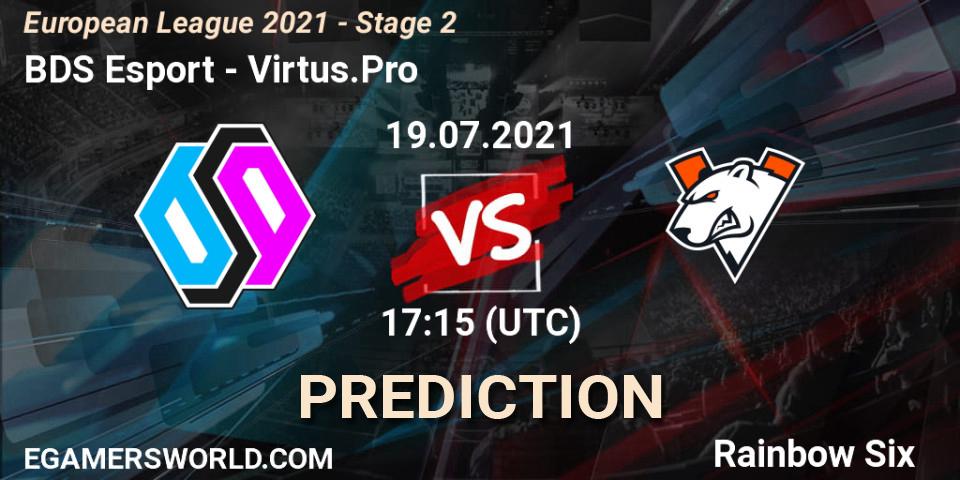 BDS Esport vs Virtus.Pro: Betting TIp, Match Prediction. 19.07.2021 at 17:05. Rainbow Six, European League 2021 - Stage 2