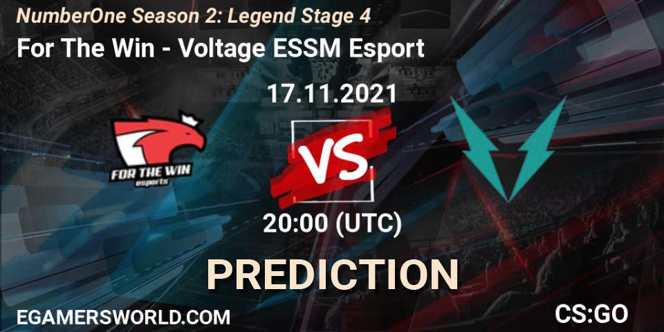 For The Win vs Voltage ESSM Esport: Betting TIp, Match Prediction. 17.11.21. CS2 (CS:GO), NumberOne Season 2: Legend Stage 4