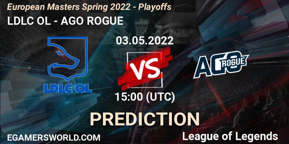 LDLC OL vs AGO ROGUE: Betting TIp, Match Prediction. 03.05.2022 at 15:00. LoL, European Masters Spring 2022 - Playoffs
