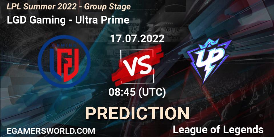 LGD Gaming vs Ultra Prime: Betting TIp, Match Prediction. 17.07.2022 at 09:50. LoL, LPL Summer 2022 - Group Stage