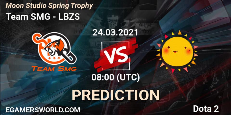 Team SMG vs LBZS: Betting TIp, Match Prediction. 24.03.2021 at 08:03. Dota 2, Moon Studio Spring Trophy