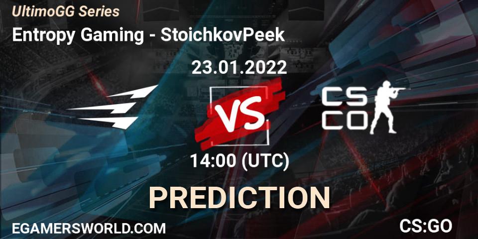 Entropy Gaming vs StoichkovPeek: Betting TIp, Match Prediction. 23.01.2022 at 14:00. Counter-Strike (CS2), UltimoGG Series