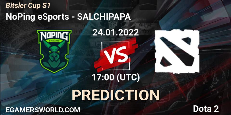 NoPing eSports vs SALCHIPAPA: Betting TIp, Match Prediction. 27.01.2022 at 17:00. Dota 2, Bitsler Cup S1