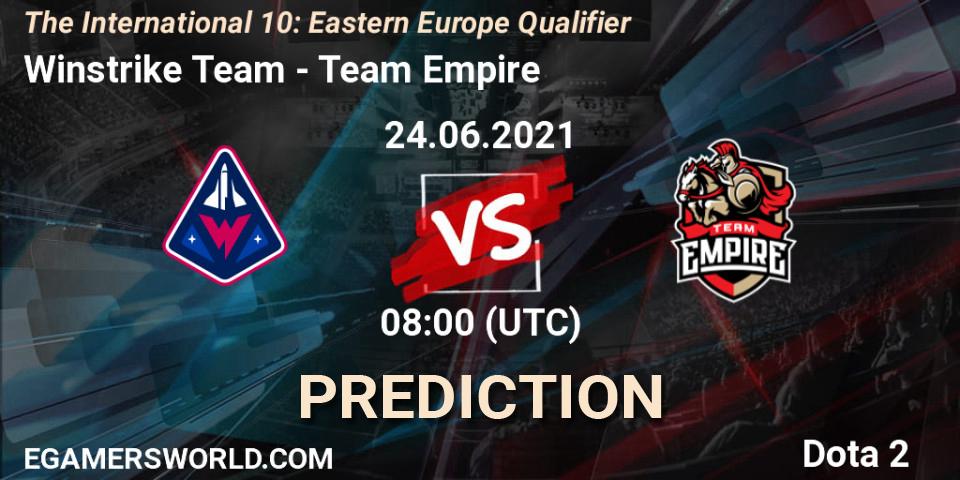 Winstrike Team vs Team Empire: Betting TIp, Match Prediction. 24.06.21. Dota 2, The International 10: Eastern Europe Qualifier
