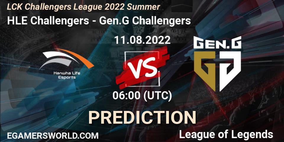 HLE Challengers vs Gen.G Challengers: Betting TIp, Match Prediction. 11.08.2022 at 06:00. LoL, LCK Challengers League 2022 Summer