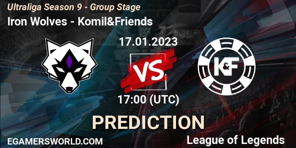 Iron Wolves vs Komil&Friends: Betting TIp, Match Prediction. 17.01.2023 at 17:00. LoL, Ultraliga Season 9 - Group Stage