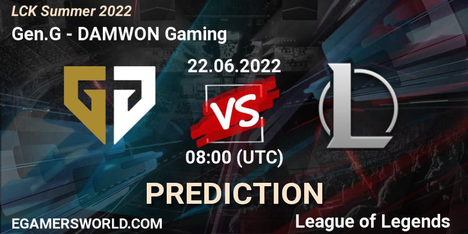Gen.G vs DAMWON Gaming: Betting TIp, Match Prediction. 22.06.2022 at 08:00. LoL, LCK Summer 2022
