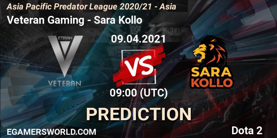 Veteran Gaming vs Sara Kollo: Betting TIp, Match Prediction. 09.04.2021 at 11:02. Dota 2, Asia Pacific Predator League 2020/21 - Asia