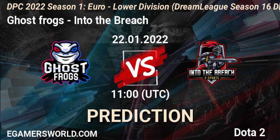 Ghost frogs vs Into the Breach: Betting TIp, Match Prediction. 22.01.2022 at 10:56. Dota 2, DPC 2022 Season 1: Euro - Lower Division (DreamLeague Season 16 DPC WEU)