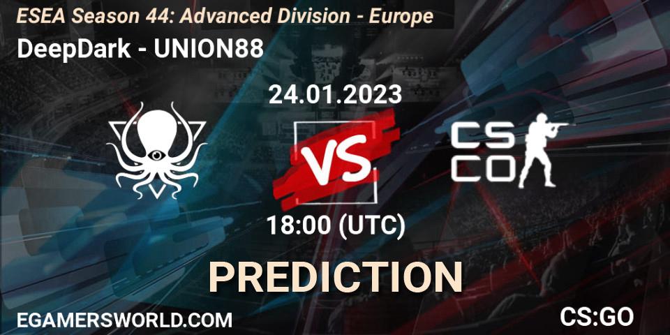 DeepDark vs UNION88: Betting TIp, Match Prediction. 24.01.23. CS2 (CS:GO), ESEA Season 44: Advanced Division - Europe