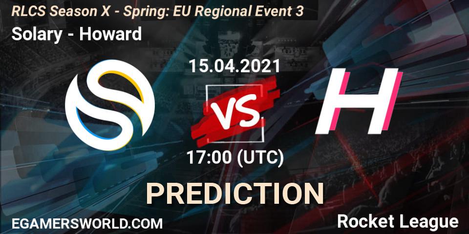 Solary vs Howard: Betting TIp, Match Prediction. 15.04.2021 at 17:00. Rocket League, RLCS Season X - Spring: EU Regional Event 3