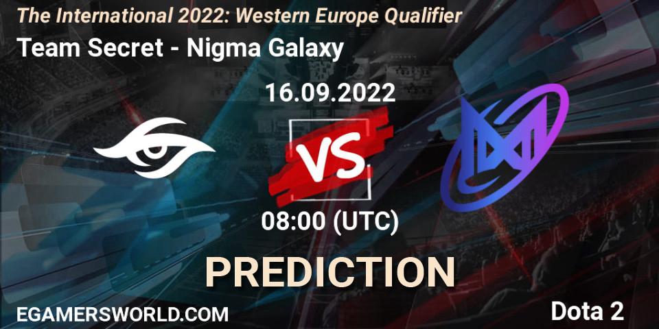 Team Secret vs Nigma Galaxy: Betting TIp, Match Prediction. 16.09.22. Dota 2, The International 2022: Western Europe Qualifier
