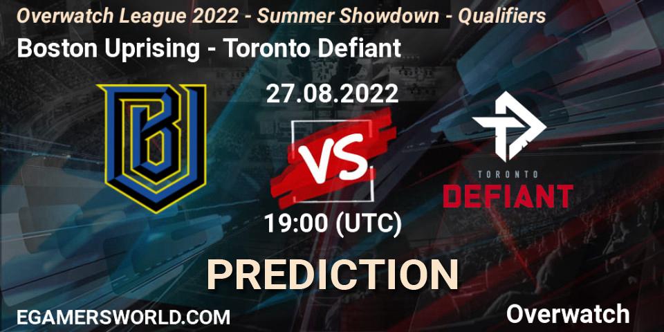 Boston Uprising vs Toronto Defiant: Betting TIp, Match Prediction. 27.08.2022 at 19:00. Overwatch, Overwatch League 2022 - Summer Showdown - Qualifiers