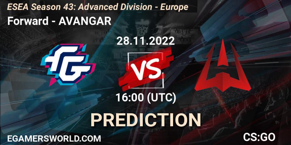 Forward vs AVANGAR: Betting TIp, Match Prediction. 28.11.22. CS2 (CS:GO), ESEA Season 43: Advanced Division - Europe