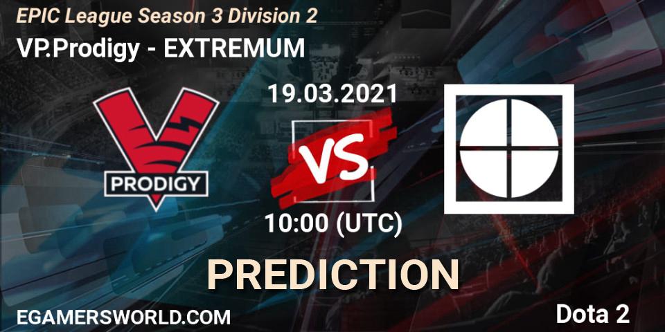 VP.Prodigy vs EXTREMUM: Betting TIp, Match Prediction. 19.03.2021 at 10:00. Dota 2, EPIC League Season 3 Division 2