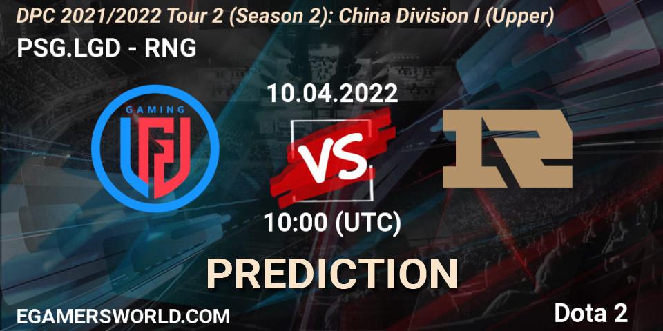 PSG.LGD vs RNG: Betting TIp, Match Prediction. 17.04.22. Dota 2, DPC 2021/2022 Tour 2 (Season 2): China Division I (Upper)