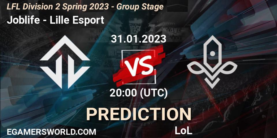 Joblife vs Lille Esport: Betting TIp, Match Prediction. 31.01.23. LoL, LFL Division 2 Spring 2023 - Group Stage
