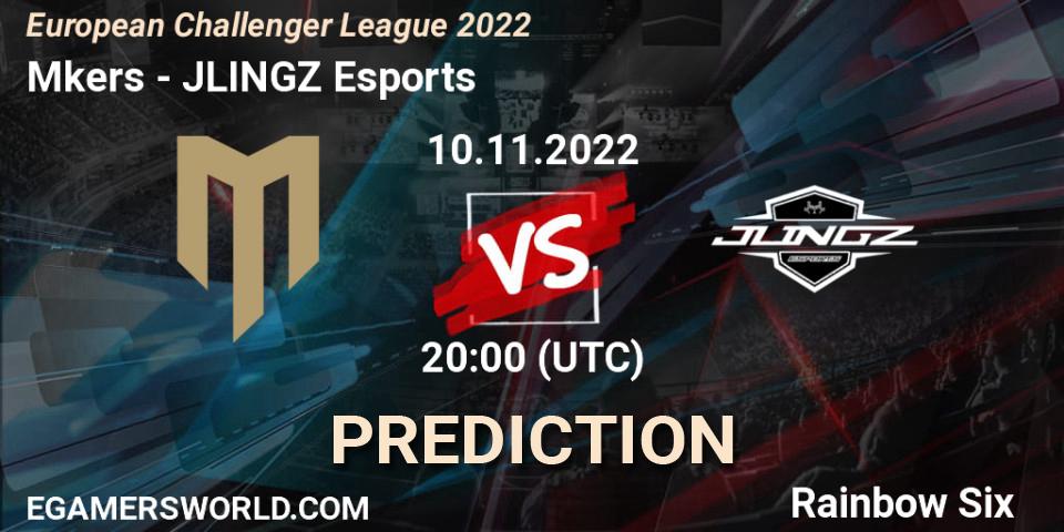 Mkers vs JLINGZ Esports: Betting TIp, Match Prediction. 10.11.2022 at 20:00. Rainbow Six, European Challenger League 2022