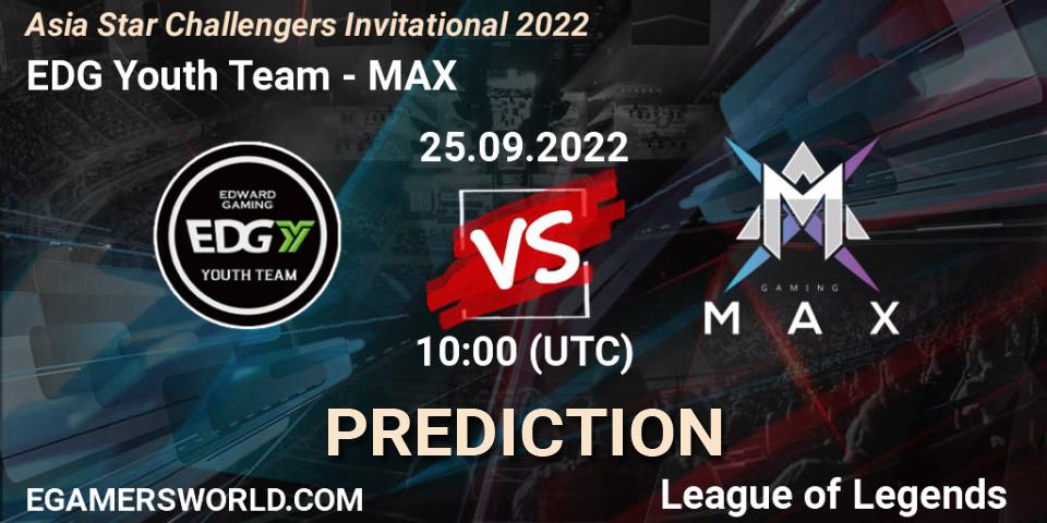 EDward Gaming Youth Team vs MAX: Betting TIp, Match Prediction. 25.09.2022 at 10:00. LoL, Asia Star Challengers Invitational 2022