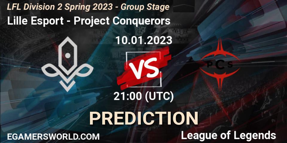 Lille Esport vs Project Conquerors: Betting TIp, Match Prediction. 10.01.2023 at 21:00. LoL, LFL Division 2 Spring 2023 - Group Stage