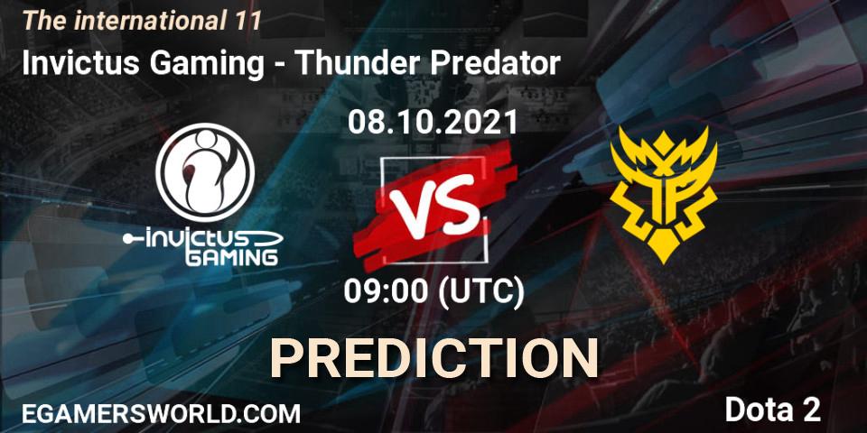 Invictus Gaming vs Thunder Predator: Betting TIp, Match Prediction. 08.10.2021 at 10:08. Dota 2, The Internationa 2021