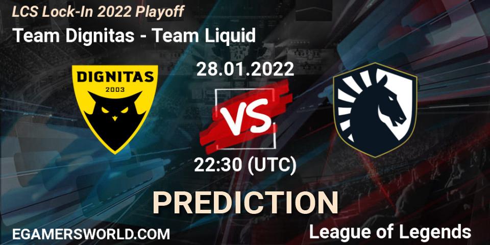 Team Dignitas vs Team Liquid: Betting TIp, Match Prediction. 28.01.22. LoL, LCS Lock-In 2022 Playoff