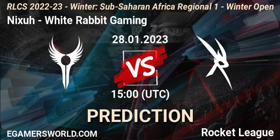 Nixuh vs White Rabbit Gaming: Betting TIp, Match Prediction. 28.01.23. Rocket League, RLCS 2022-23 - Winter: Sub-Saharan Africa Regional 1 - Winter Open