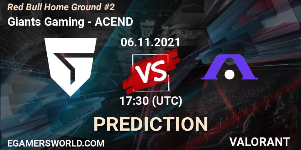 Giants Gaming vs ACEND: Betting TIp, Match Prediction. 06.11.2021 at 16:20. VALORANT, Red Bull Home Ground #2