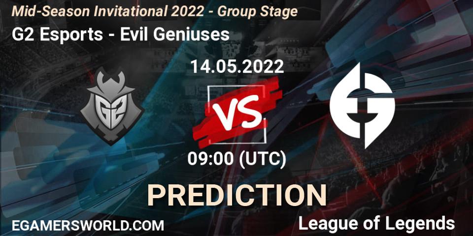 G2 Esports vs Evil Geniuses: Betting TIp, Match Prediction. 14.05.2022 at 09:00. LoL, Mid-Season Invitational 2022 - Group Stage