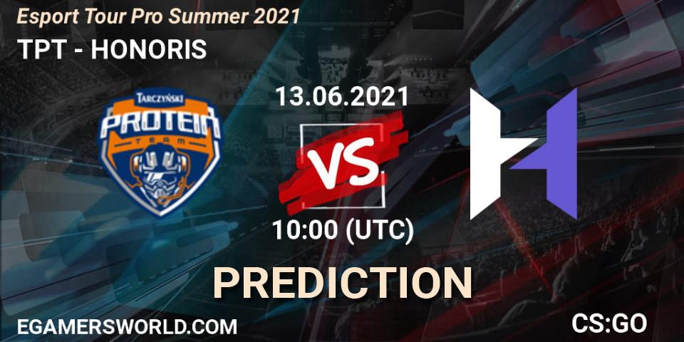 TPT vs HONORIS: Betting TIp, Match Prediction. 13.06.2021 at 10:00. Counter-Strike (CS2), Esport Tour Pro Summer 2021