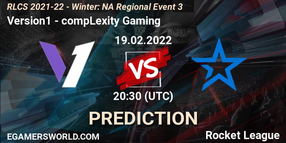 Version1 vs compLexity Gaming: Betting TIp, Match Prediction. 19.02.2022 at 20:30. Rocket League, RLCS 2021-22 - Winter: NA Regional Event 3