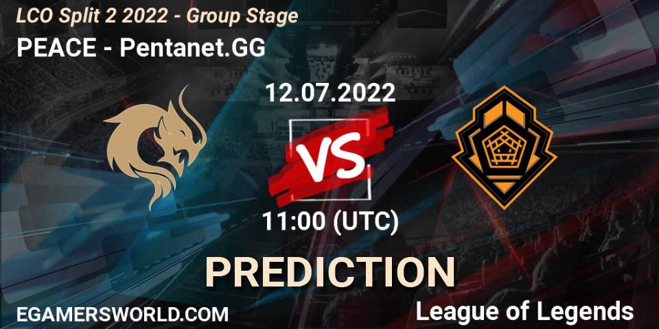 PEACE vs Pentanet.GG: Betting TIp, Match Prediction. 12.07.2022 at 11:00. LoL, LCO Split 2 2022 - Group Stage