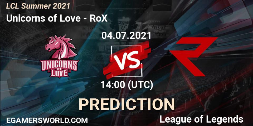 Unicorns of Love vs RoX: Betting TIp, Match Prediction. 04.07.21. LoL, LCL Summer 2021