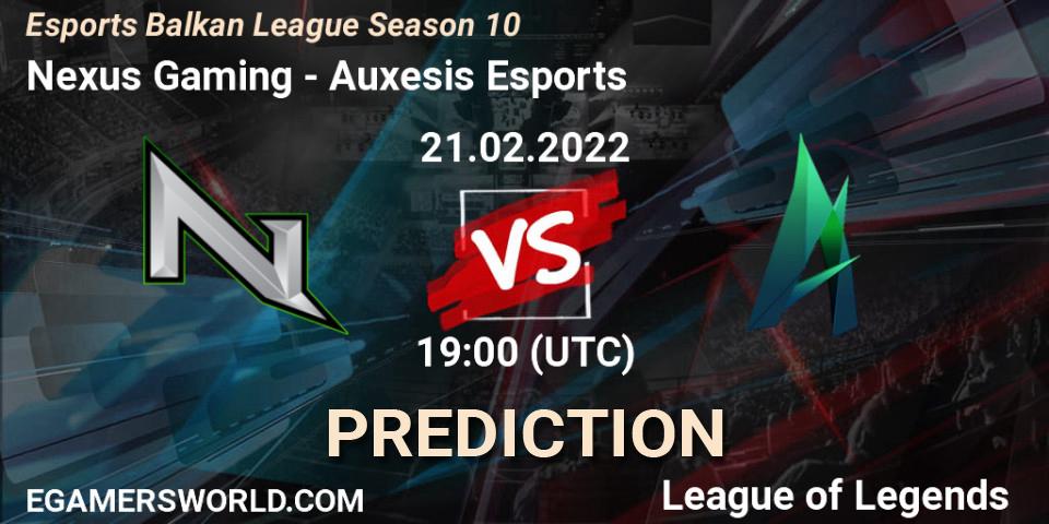 Nexus Gaming vs Auxesis Esports: Betting TIp, Match Prediction. 21.02.2022 at 19:00. LoL, Esports Balkan League Season 10