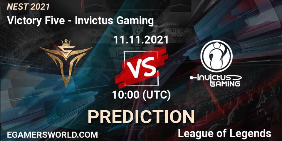 Invictus Gaming vs Victory Five: Betting TIp, Match Prediction. 15.11.2021 at 06:00. LoL, NEST 2021