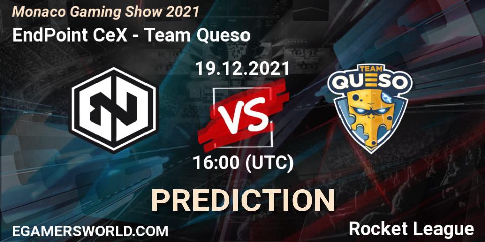 EndPoint CeX vs Team Queso: Betting TIp, Match Prediction. 19.12.2021 at 16:00. Rocket League, Monaco Gaming Show 2021