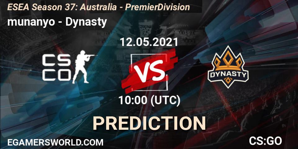 munanyo vs Dynasty: Betting TIp, Match Prediction. 12.05.21. CS2 (CS:GO), ESEA Season 37: Australia - Premier Division