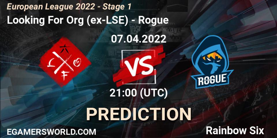 Looking For Org (ex-LSE) vs Rogue: Betting TIp, Match Prediction. 07.04.22. Rainbow Six, European League 2022 - Stage 1