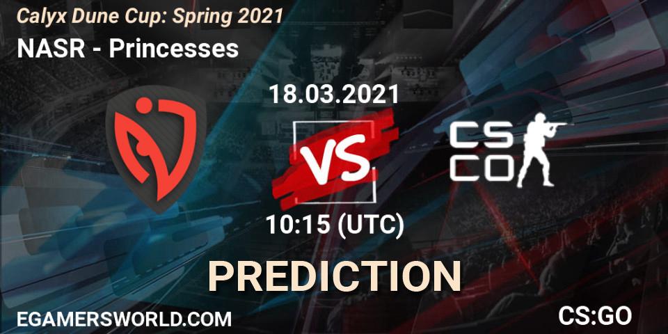 NASR vs Princesses: Betting TIp, Match Prediction. 18.03.2021 at 10:15. Counter-Strike (CS2), Calyx Dune Cup: Spring 2021