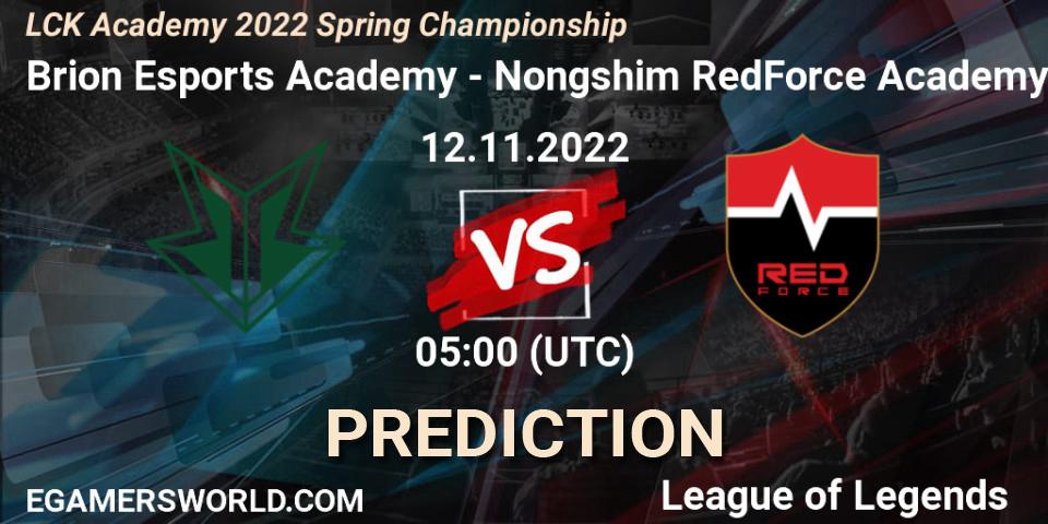 Brion Esports Academy vs Nongshim RedForce Academy: Betting TIp, Match Prediction. 12.11.2022 at 05:00. LoL, LCK Academy 2022 Spring Championship