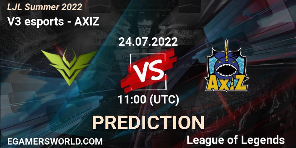 V3 esports vs AXIZ: Betting TIp, Match Prediction. 24.07.22. LoL, LJL Summer 2022