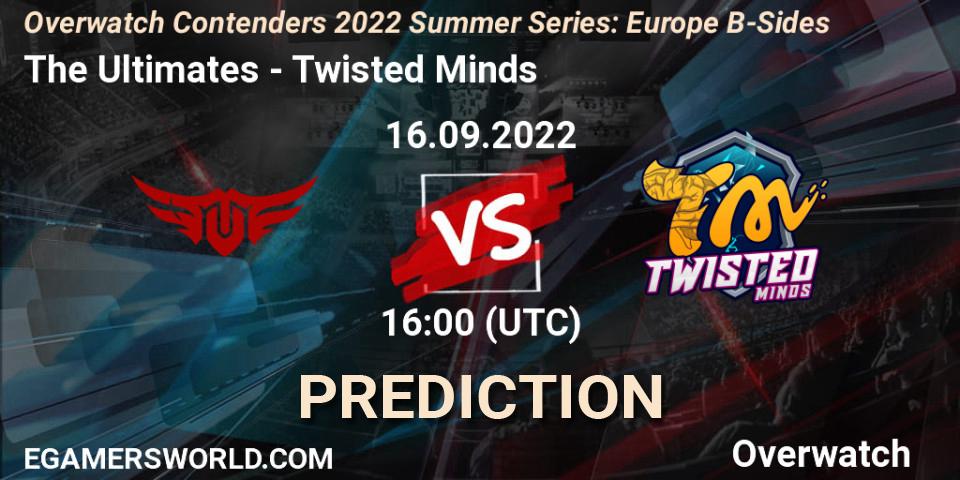 The Ultimates vs Twisted Minds: Betting TIp, Match Prediction. 16.09.2022 at 16:00. Overwatch, Overwatch Contenders 2022 Summer Series: Europe B-Sides